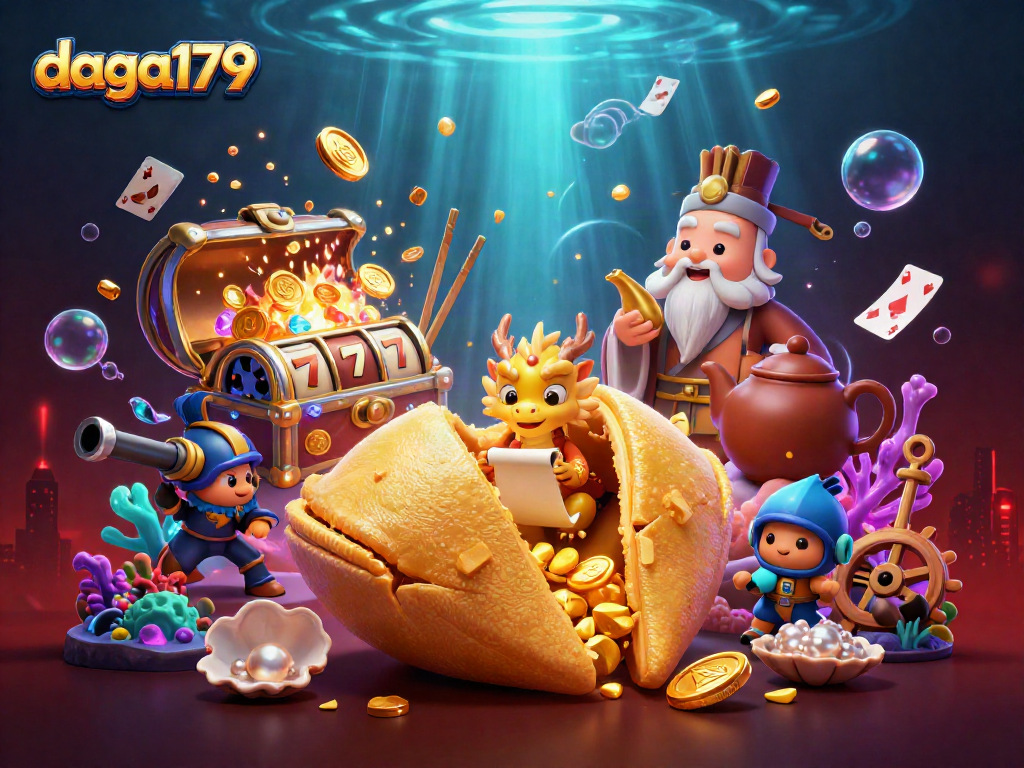 daga179 immerses players in a colorful casino scene featuring dragons, treasure, and vibrant game elements.
