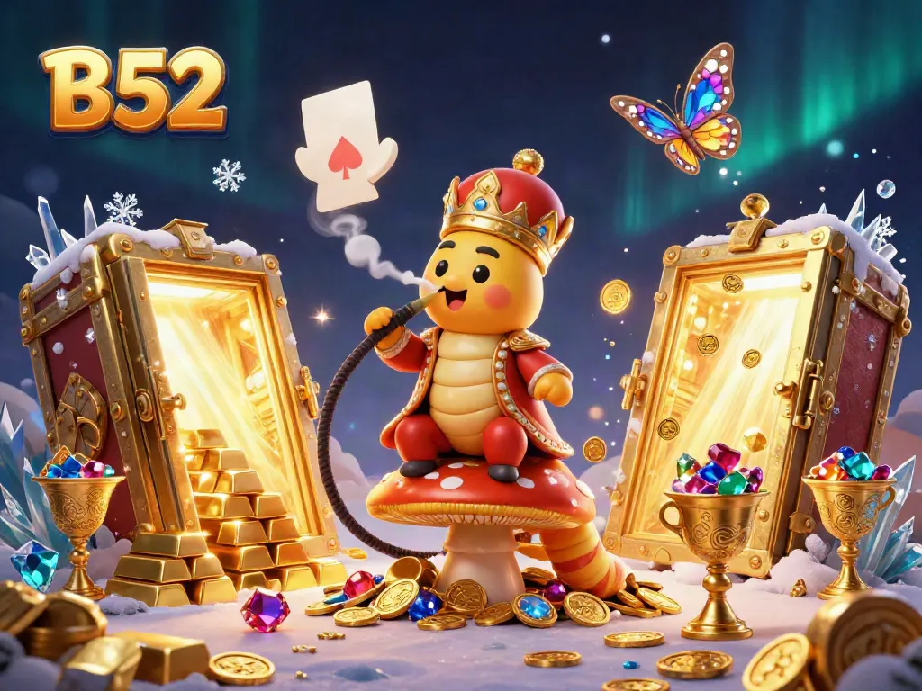 Engage with B52's vibrant online casino experience featuring colorful characters, gold coins, and gaming elements.