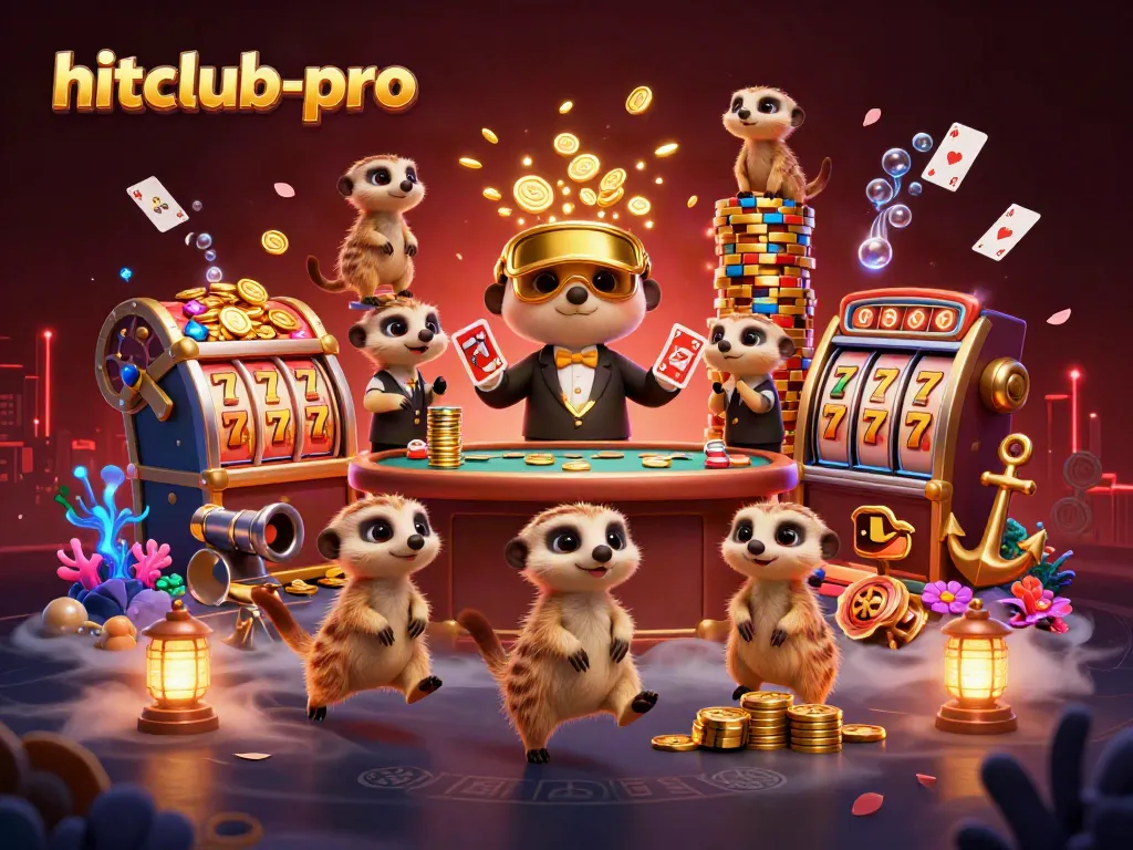 Experience fun and excitement at hitclub-pro with a colorful meerkat casino scene showcasing dynamic gameplay.