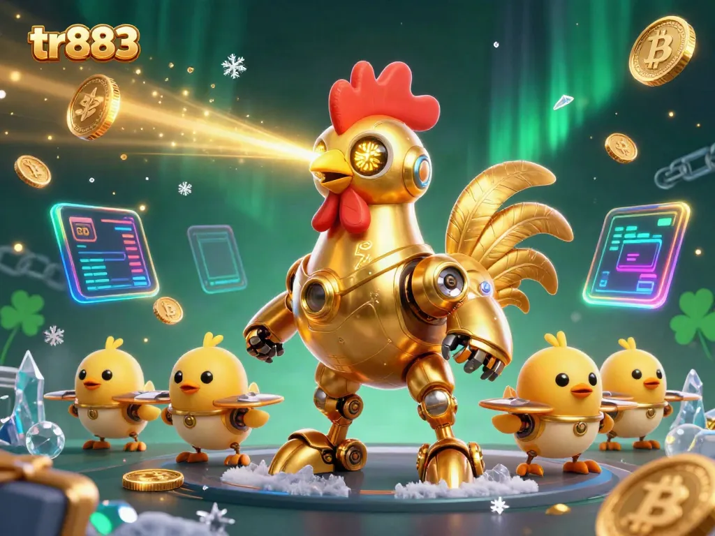 Experience excitement at tr883 with the golden rooster robot and crypto-themed gameplay.