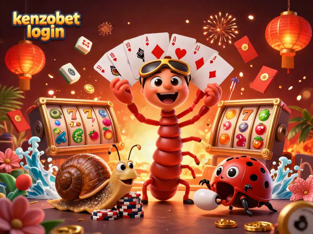 Engage with kenzobet login through a lively casino scene with colorful 3D characters and dynamic game elements.