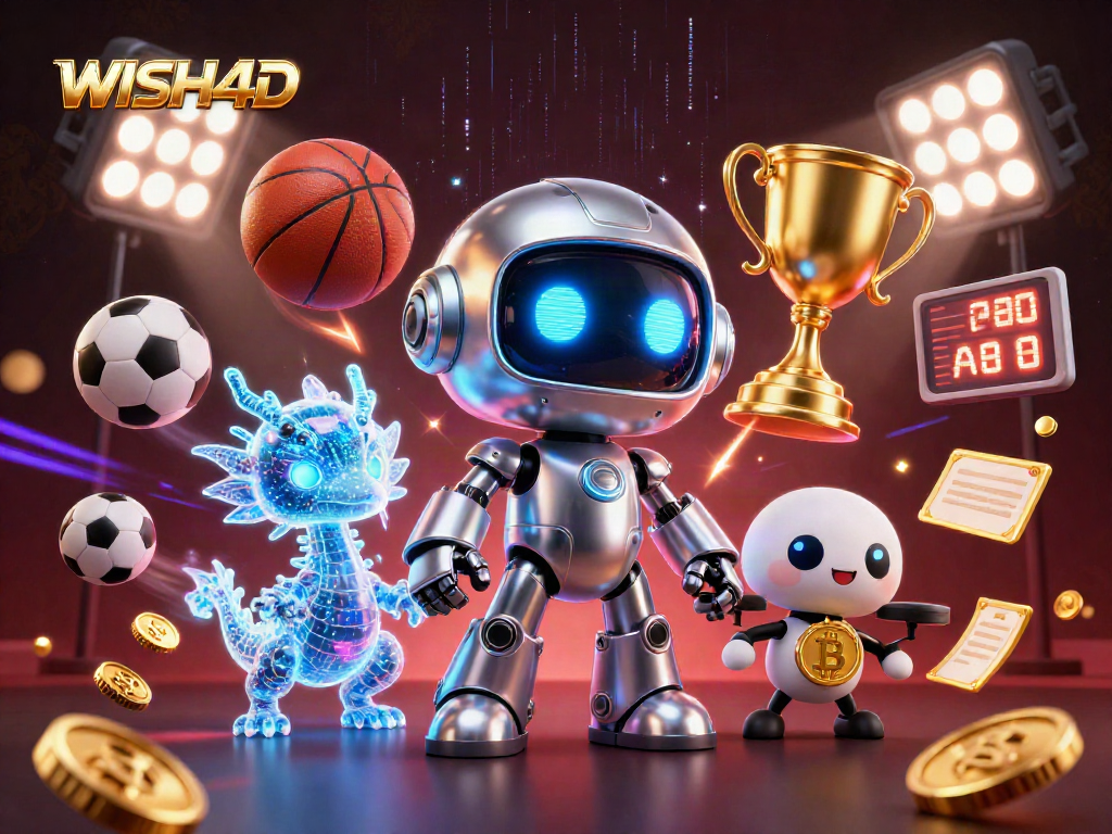 Experience the excitement of WISH4D with a vibrant, dynamic casino scene filled with neon elements.