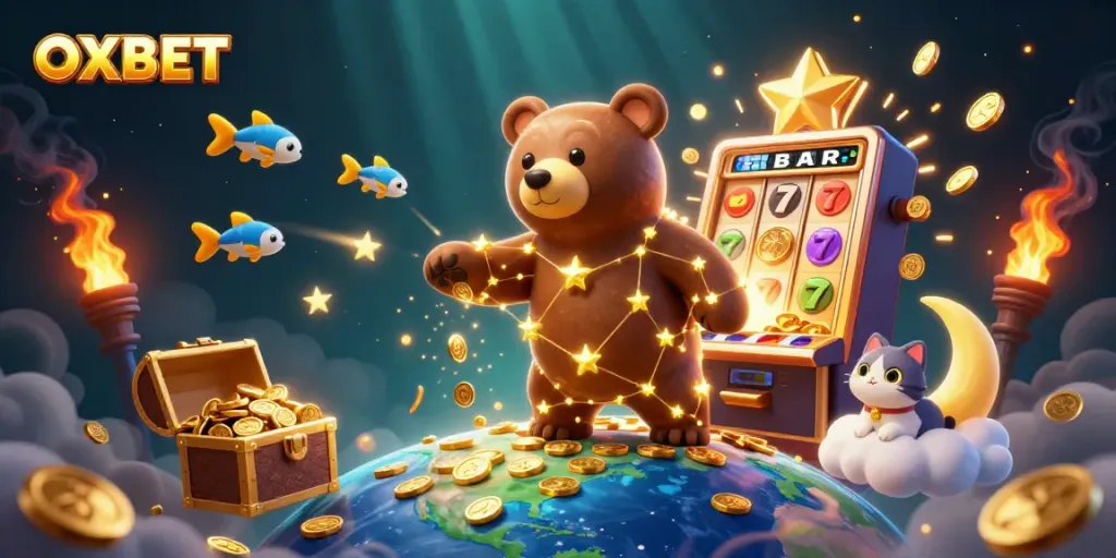 Experience the magic of OXBET with a dazzling display of gold and casino excitement.