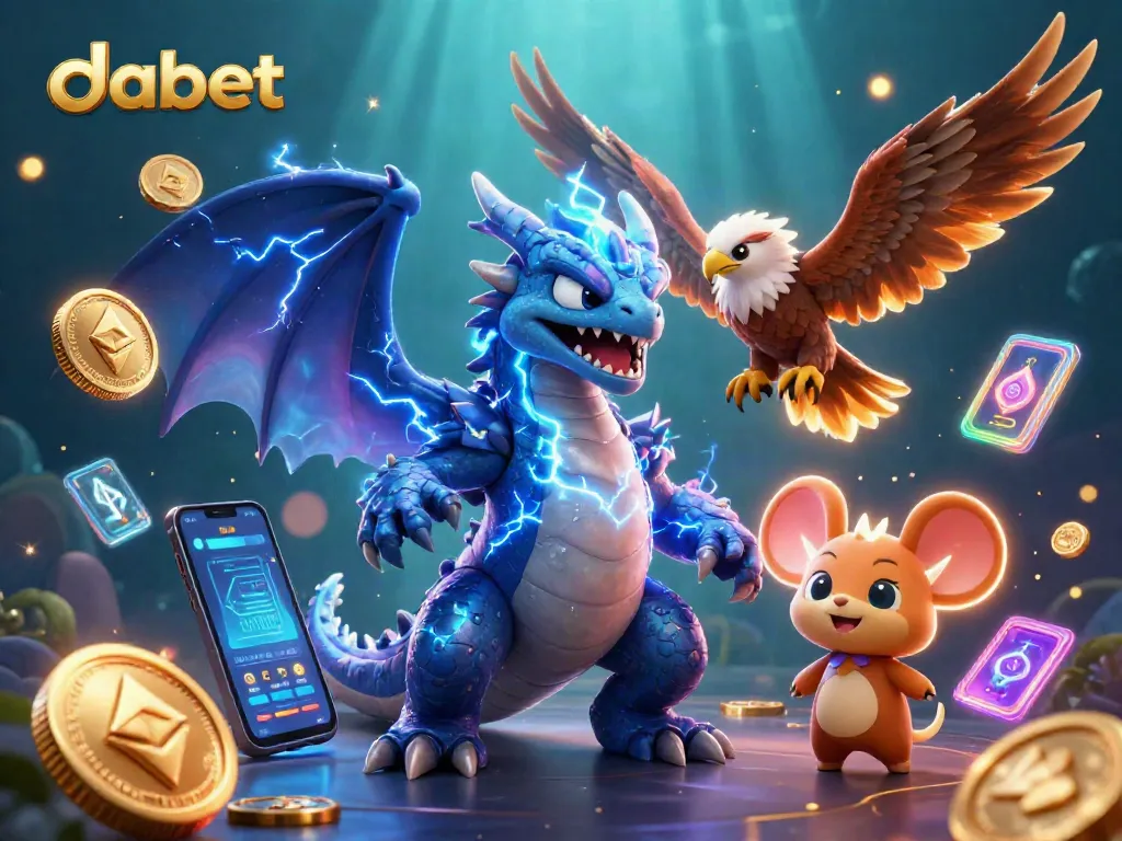 Experience the thrilling world of dabet with dynamic 3D casino action featuring colorful characters and game elements.