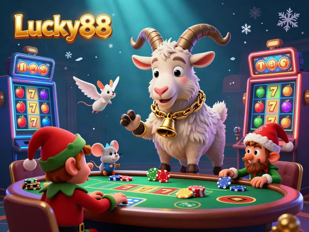 Join the thrilling action at Lucky88 casino with playful characters interacting in a festive gaming atmosphere.