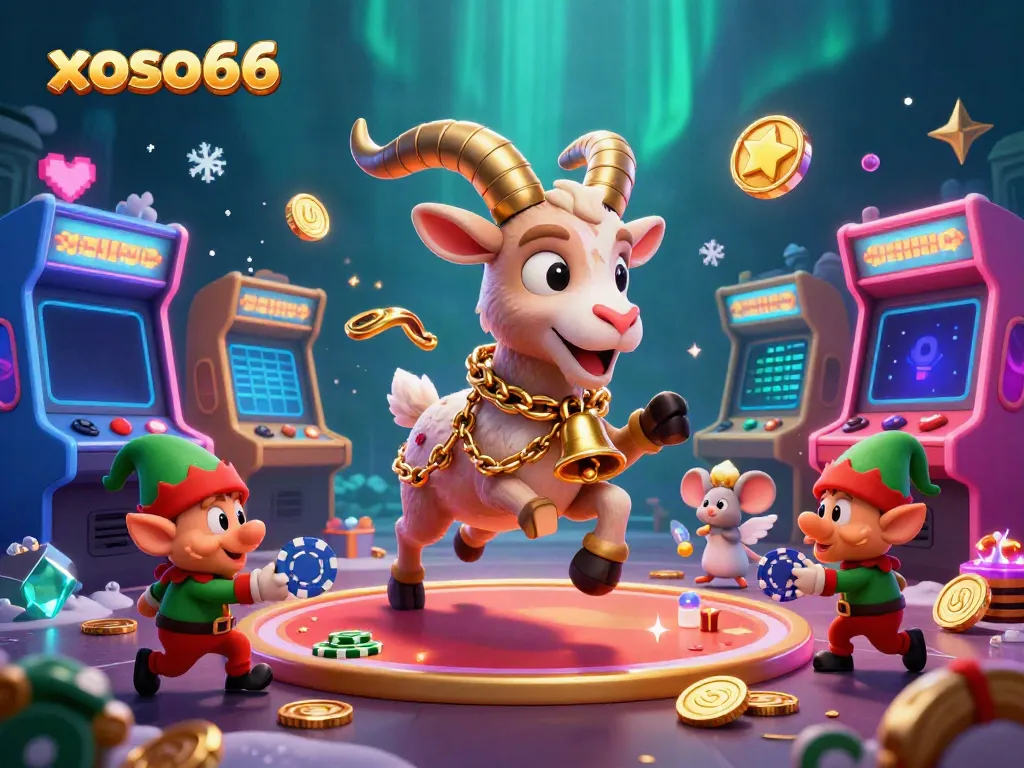 Experience the thrilling world of xoso66 with Krampus and friends amidst festive chaos in a holiday casino.