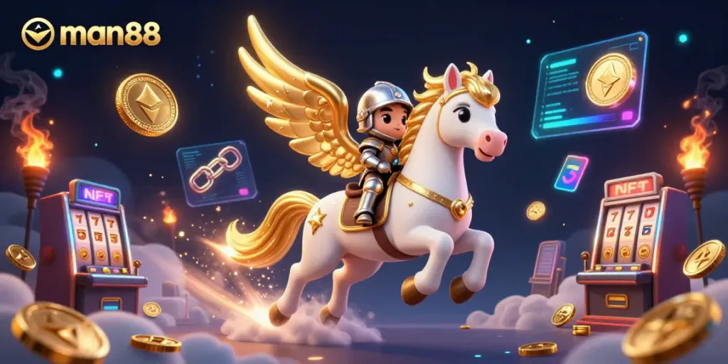 Experience wins with man88 in a vibrant 3D casino scene filled with thrilling game elements.