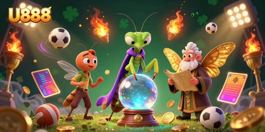 Experience thrilling gameplay at U888 with a mystical scene featuring dynamic sports elements.