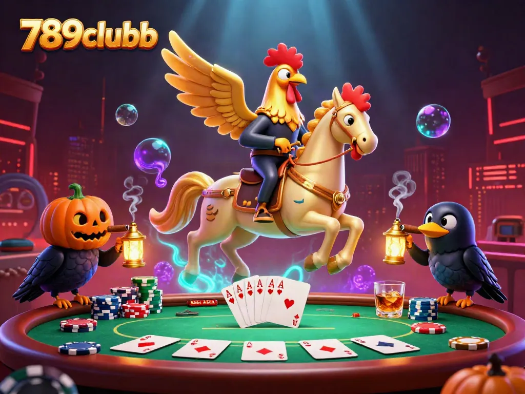 Experience 789clubb excitement with a golden rooster in a vibrant casino atmosphere.
