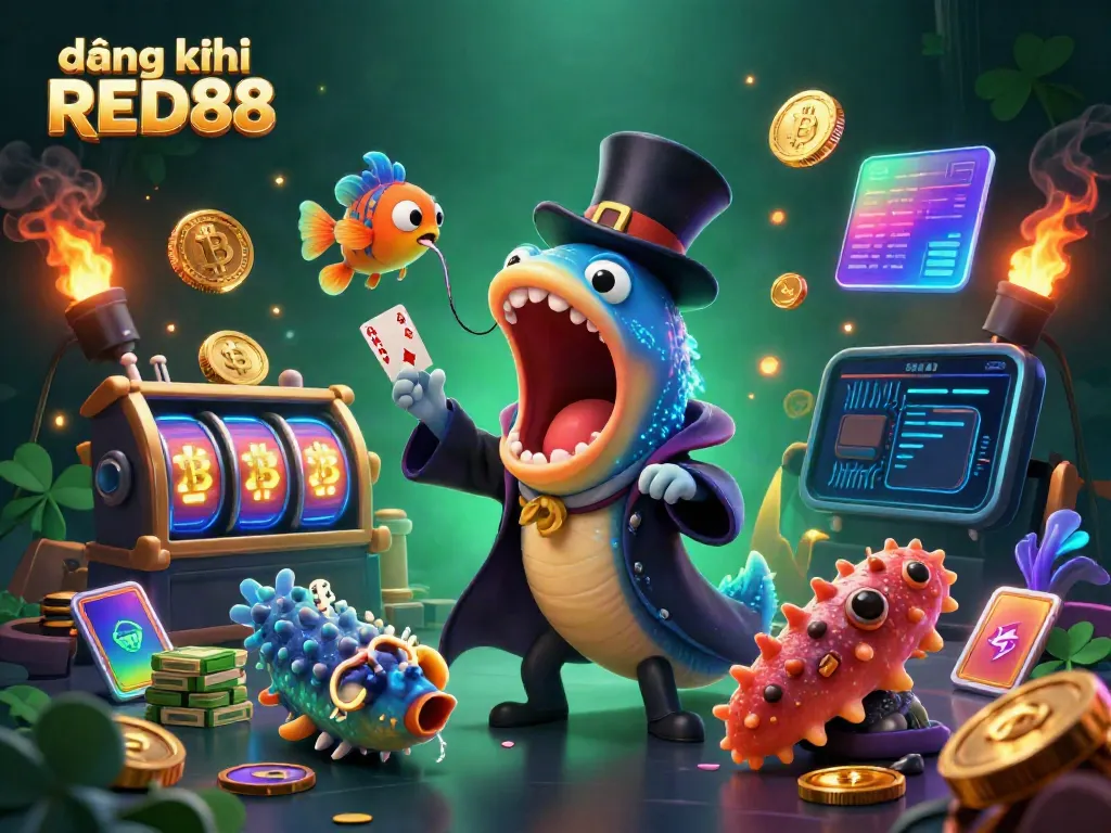 Unleash your winning potential with đăng ký RED88 in a vibrant casino-themed underwater scene.