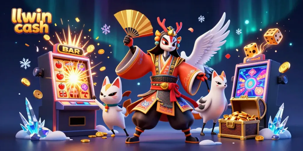 Conquer the casino with vibrant llwin cash action featuring a kabuki warrior and exciting slot elements.