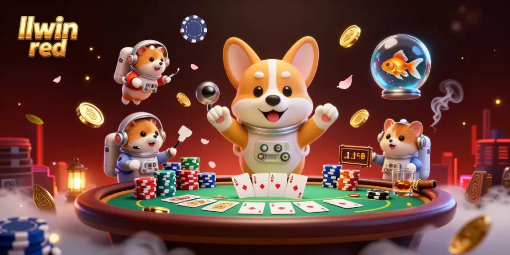 Experience llwin red's thrilling casino adventure with this dynamic space-themed illustration.