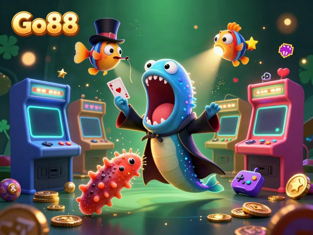 Experience Go88's dynamic online gaming world with vibrant game elements and captivating characters.