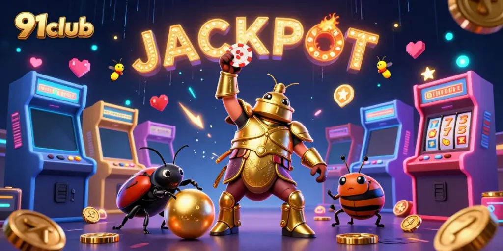 Engage in the excitement of 91club's gambling world with vibrant characters and casino elements.