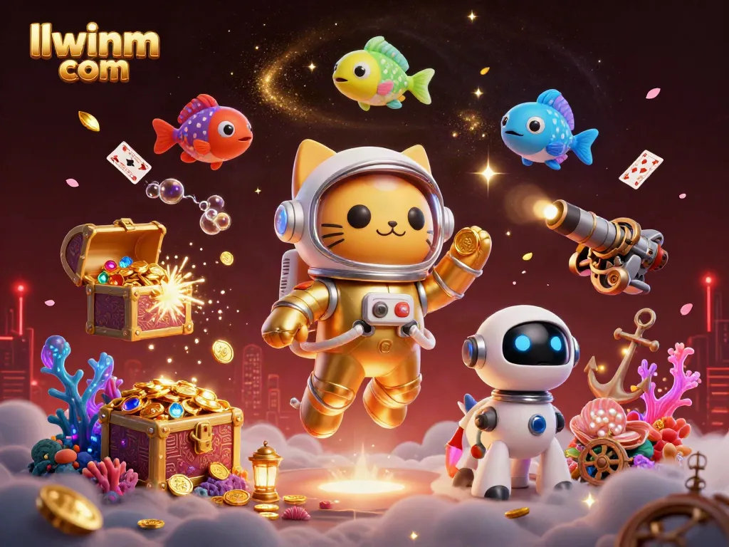 Engage in thrilling gambling with llwinm com, featuring a vibrant space-themed scene of characters in action.