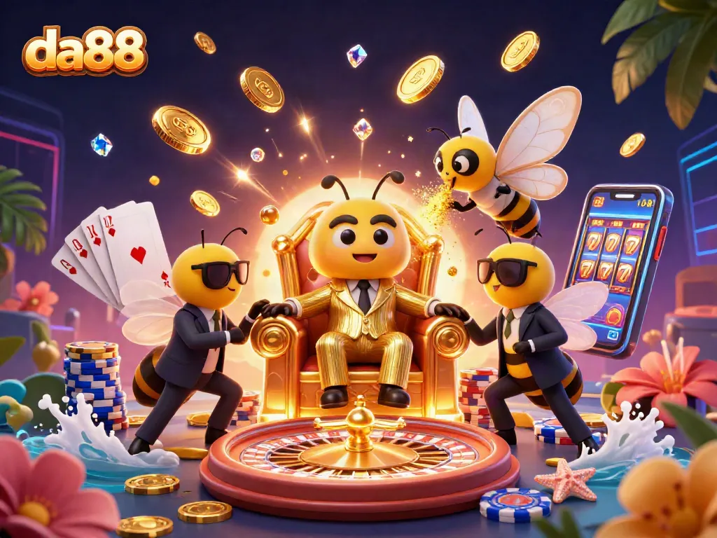 Spin the roulette wheel and collect winnings with da88, a vibrant 3D casino illustration.