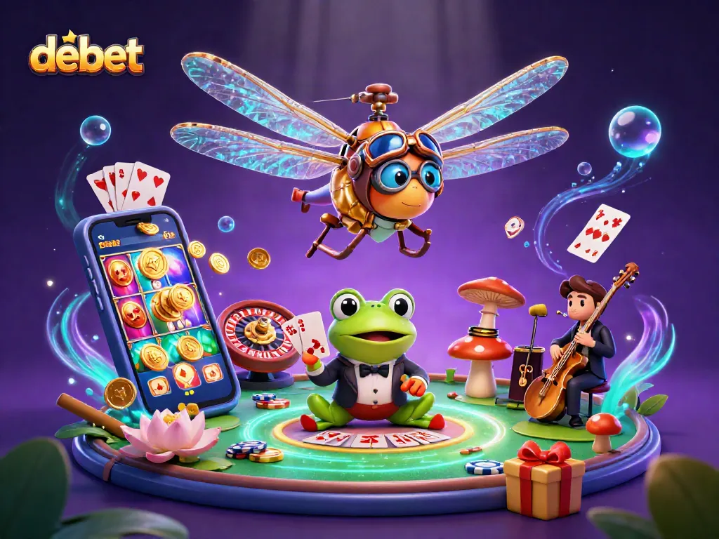 Engage in thrilling gaming adventures with debet, featuring vibrant characters and dynamic casino elements.
